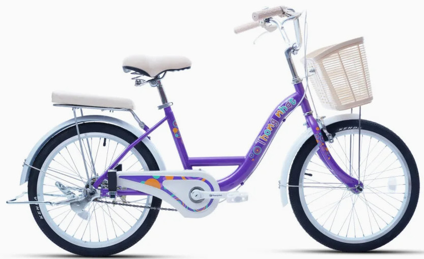 Xe đạp mini bé gái Thống Nhất Bubbles size 20 inches màu tím công chúa Elsa