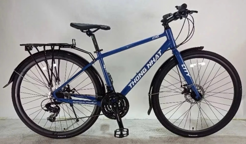 ​Xe đạp đường phố Touring Thống Nhất Blade 700cc khung nhôm shimano Altus 3x8 xanh yên bình